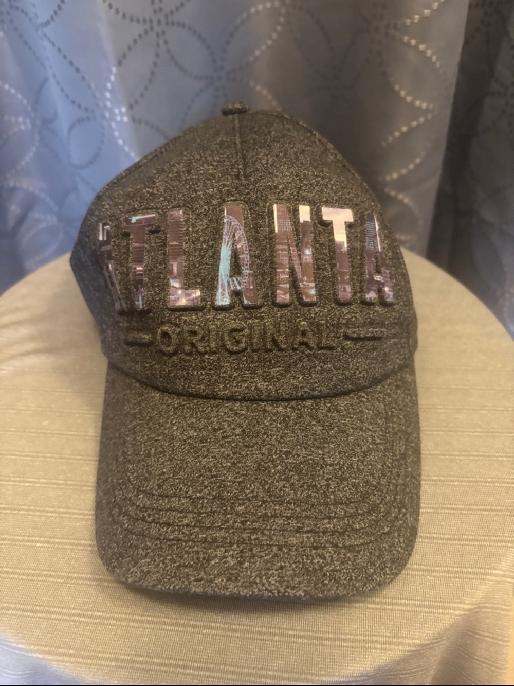 ATLANTA Embroidered Gray Hat with Iridescent Lettering